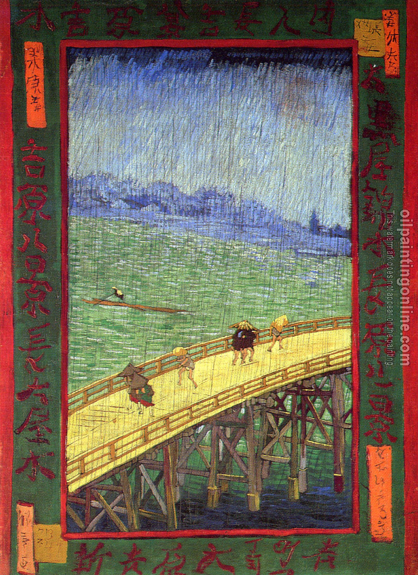 Gogh, Vincent van - Japonaiserie:Bridge in the Rain (after Hiroshige ...